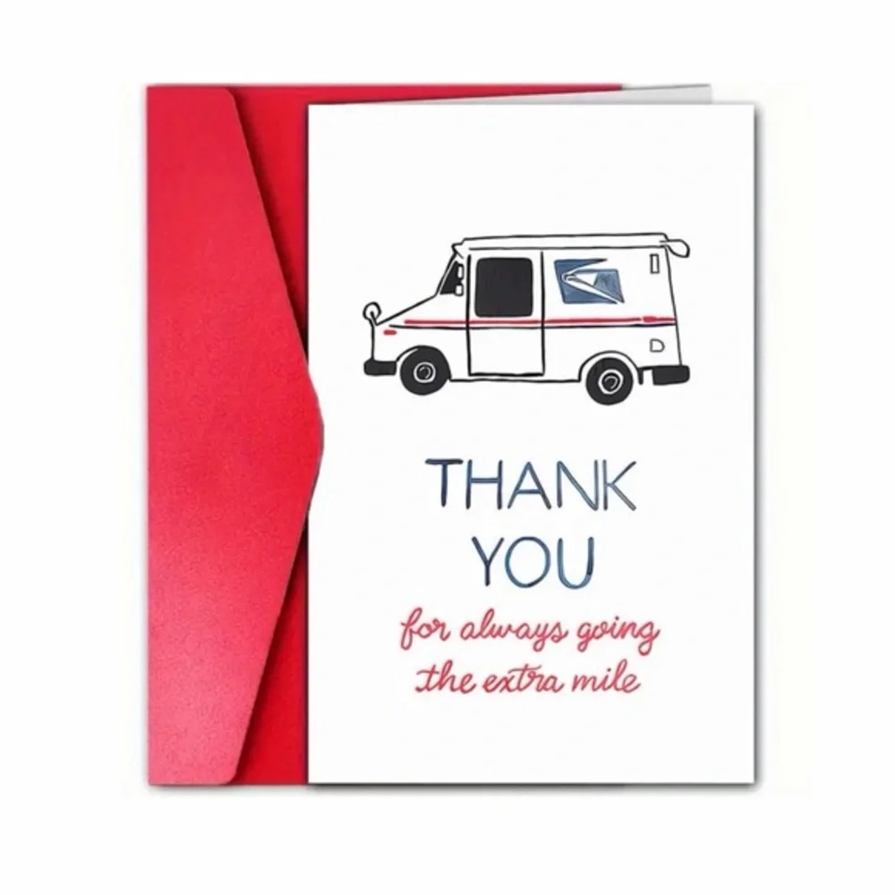 USPS Postal Worker Thank You Card with Red Envelope